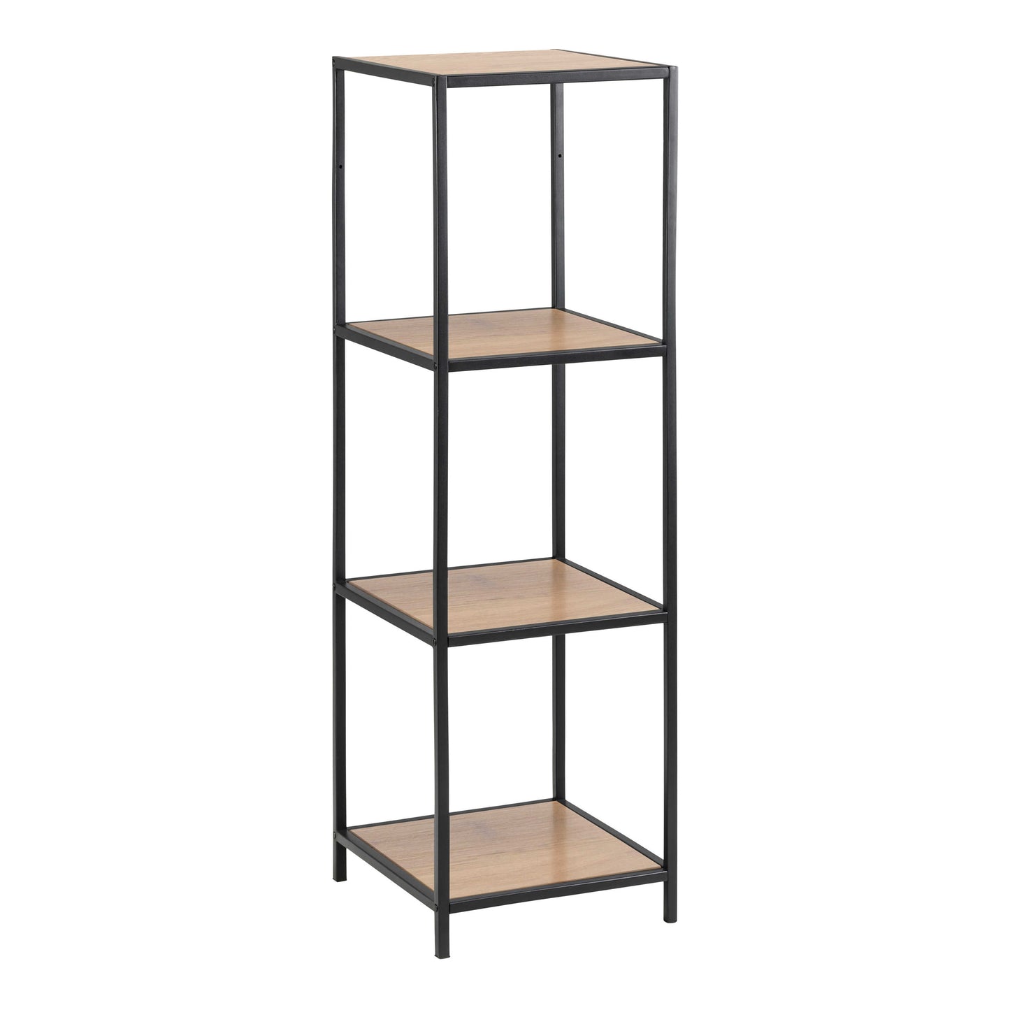 El Paso Narrow Black Metal and Wild Oak Veneer Bookcase 3 Shelves