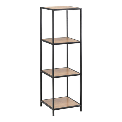 El Paso Narrow Black Metal and Wild Oak Veneer Bookcase 3 Shelves