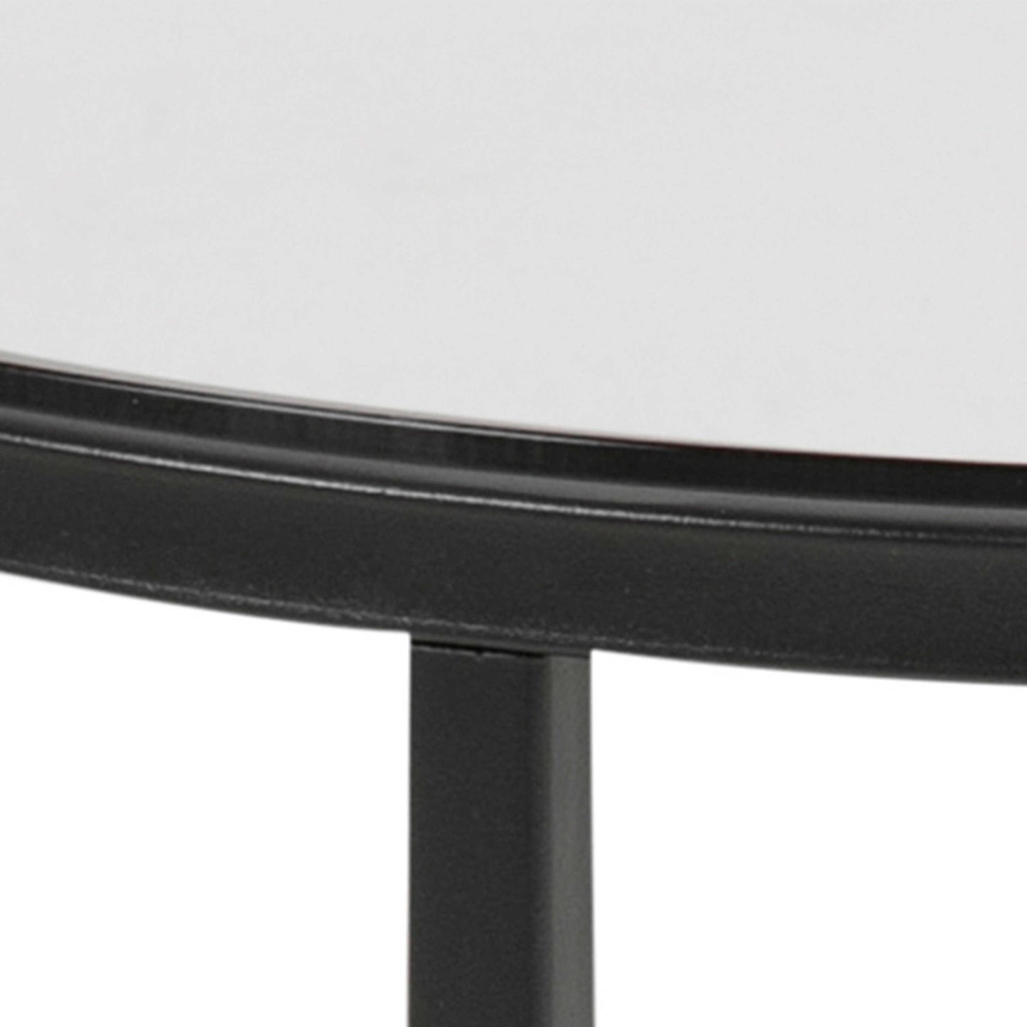 Oakfern Round Black Metal Side Table Grey Glass Top