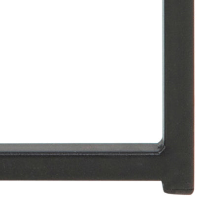 Oakfern Round Black Metal Side Table Grey Glass Top