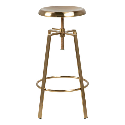 Hobart Gold Brushed Steel Bar Stool With Adjustable Height