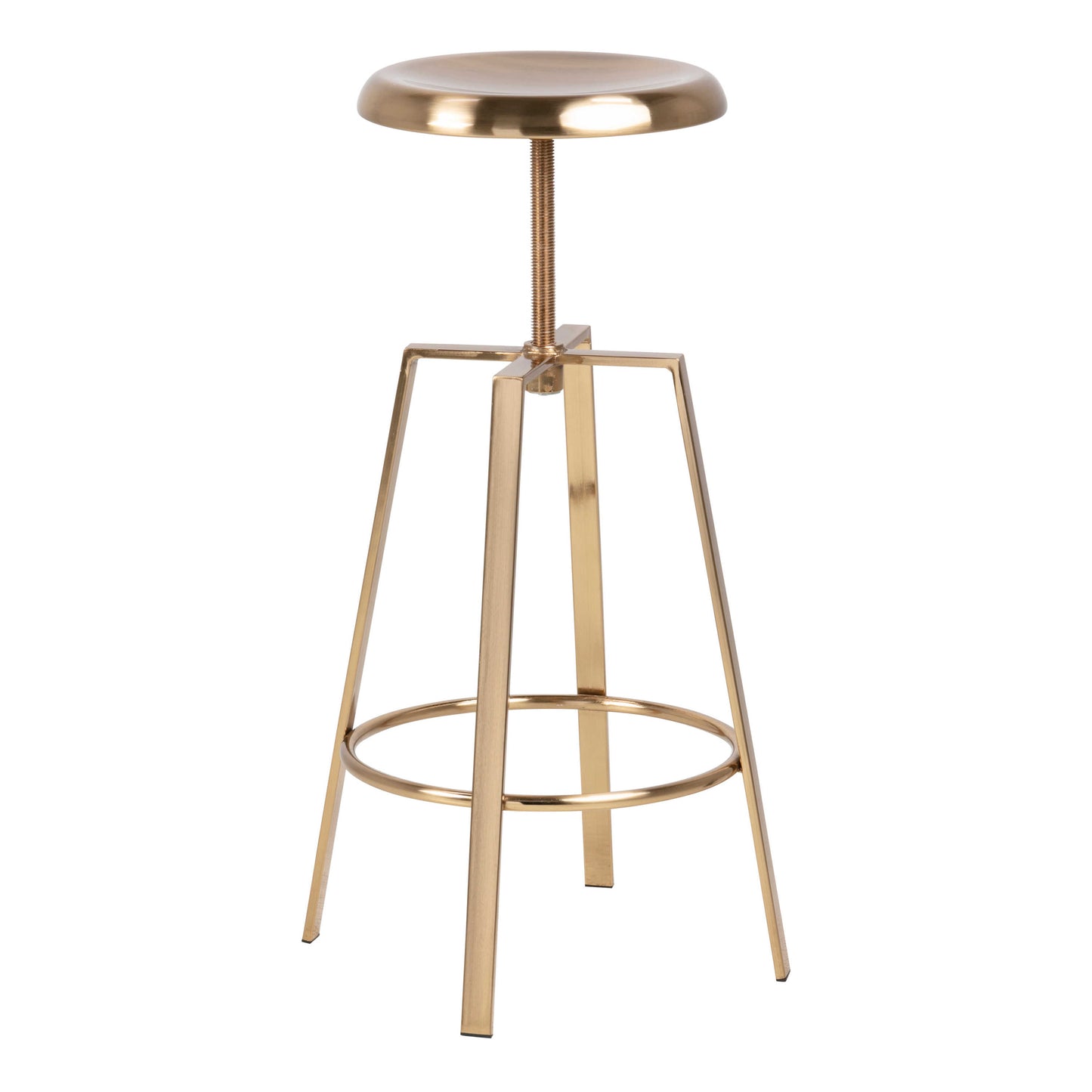 Hobart Gold Brushed Steel Bar Stool With Adjustable Height