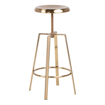 Hobart Gold Brushed Steel Bar Stool With Adjustable Height