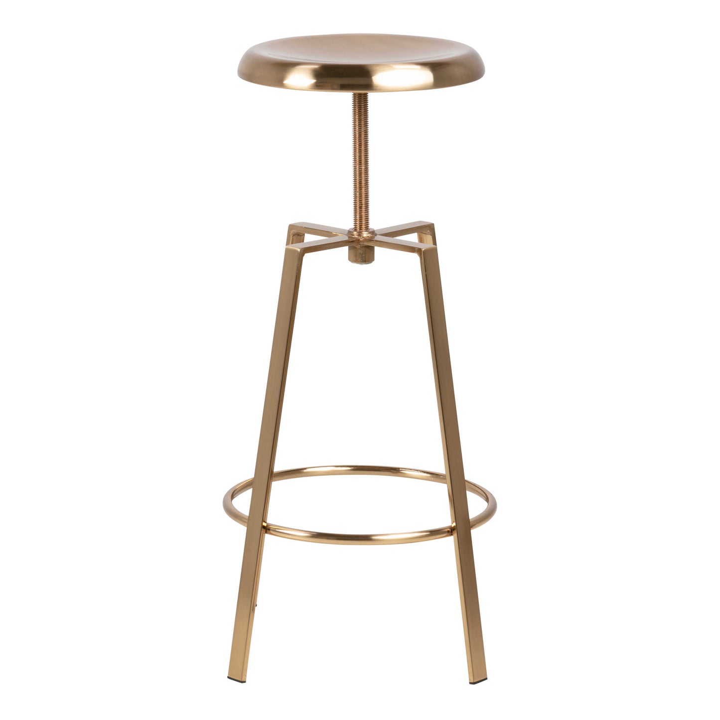 Hobart Gold Brushed Steel Bar Stool With Adjustable Height