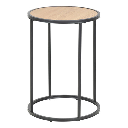 El Paso Black Metal and Wild Oak Veneer Small Round Side Table
