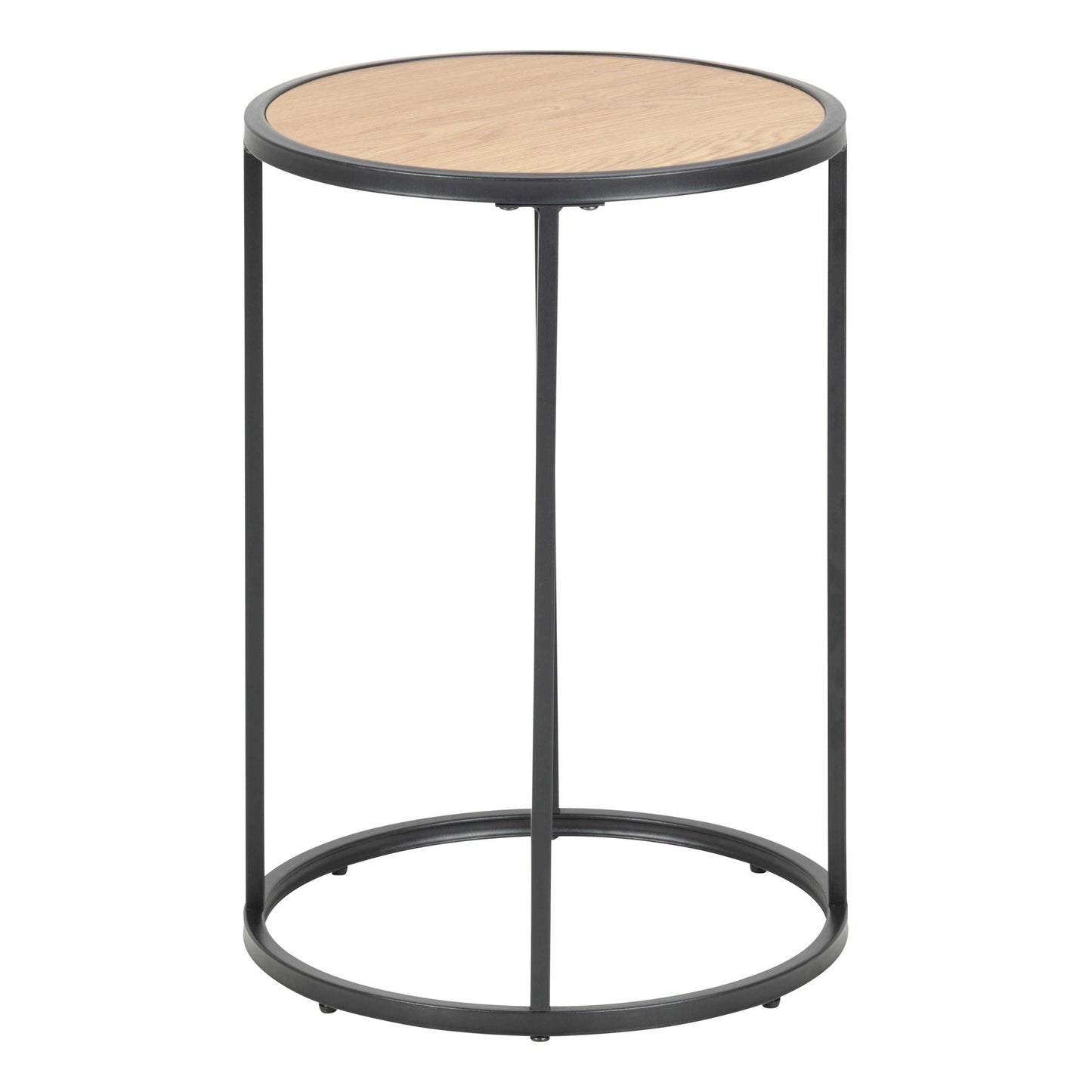 El Paso Black Metal and Wild Oak Veneer Small Round Side Table