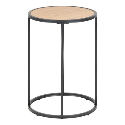 El Paso Black Metal and Wild Oak Veneer Small Round Side Table