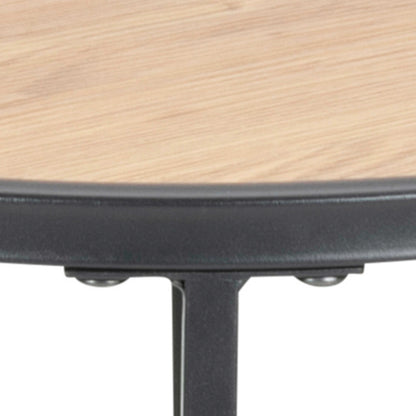 El Paso Black Metal and Wild Oak Veneer Small Round Side Table
