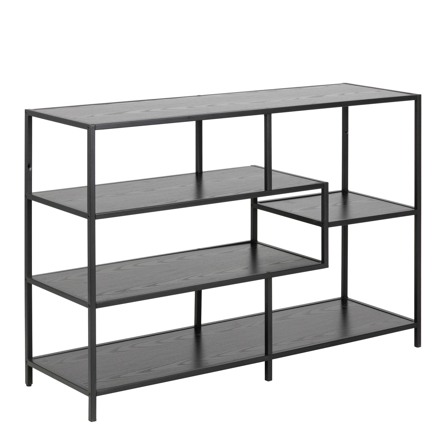 El Paso Wide Black Metal Bookcase 4 Shelves