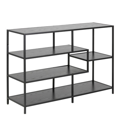 El Paso Wide Black Metal Bookcase 4 Shelves