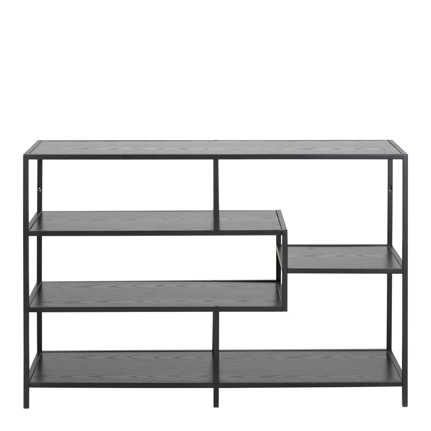 El Paso Wide Black Metal Bookcase 4 Shelves