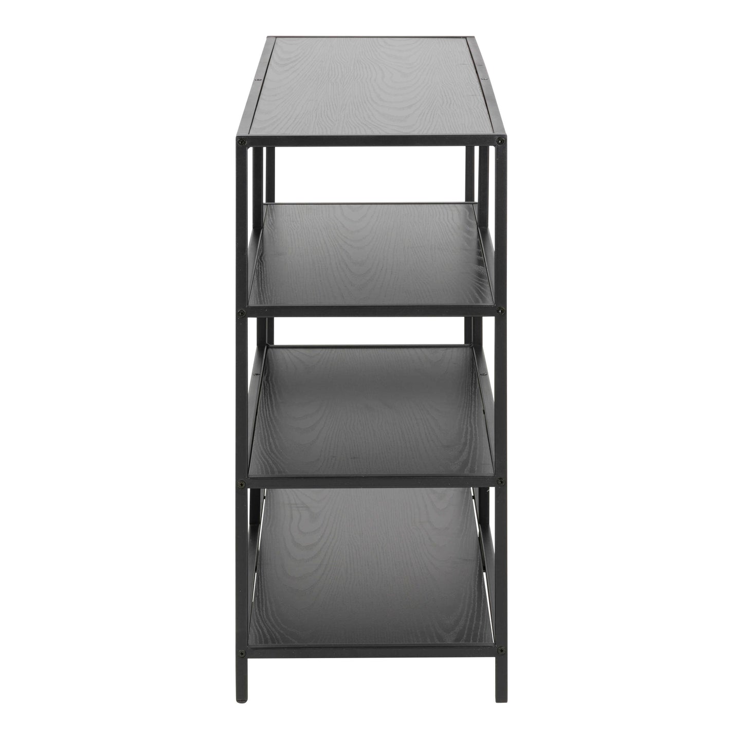 El Paso Wide Black Metal Bookcase 4 Shelves