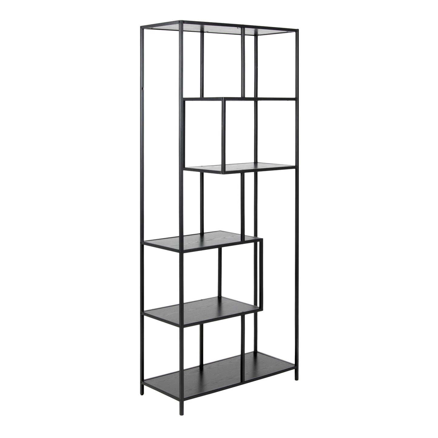 El Paso Tall Black Metal Bookcase 5 Shelves