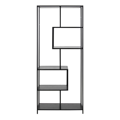 El Paso Tall Black Metal Bookcase 5 Shelves