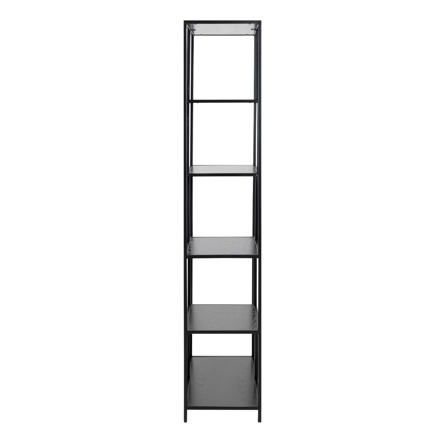 El Paso Tall Black Metal Bookcase 5 Shelves