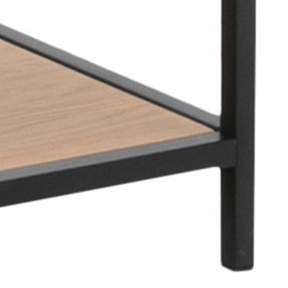 El Paso Black Metal and Wild Oak Veneer Large Asymmetrical Bookcase 5 Shelves