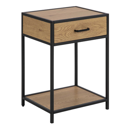 El Paso Black and Wild Oak Bedside Table 1 Drawer
