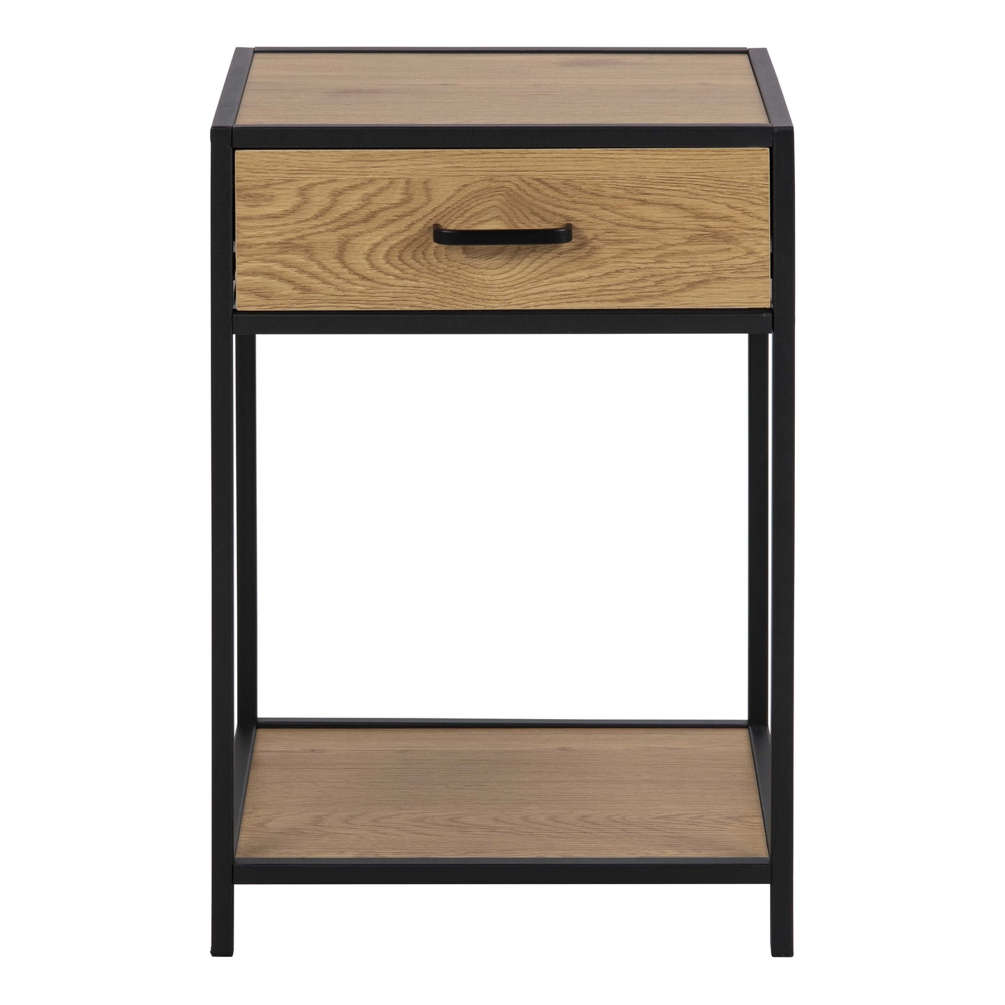 El Paso Black and Wild Oak Bedside Table 1 Drawer