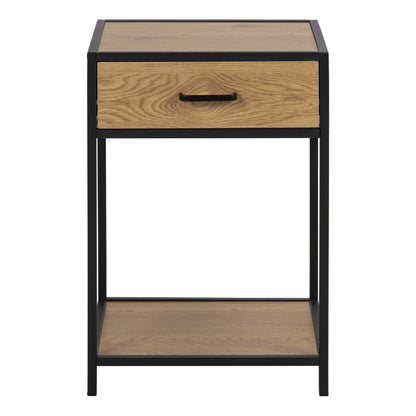 El Paso Black and Wild Oak Bedside Table 1 Drawer