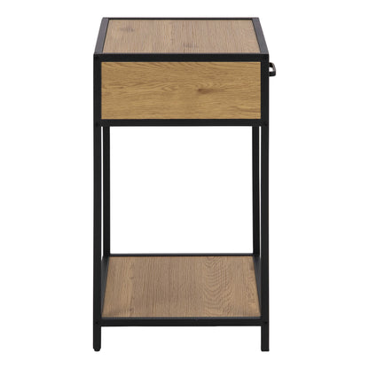 El Paso Black and Wild Oak Bedside Table 1 Drawer