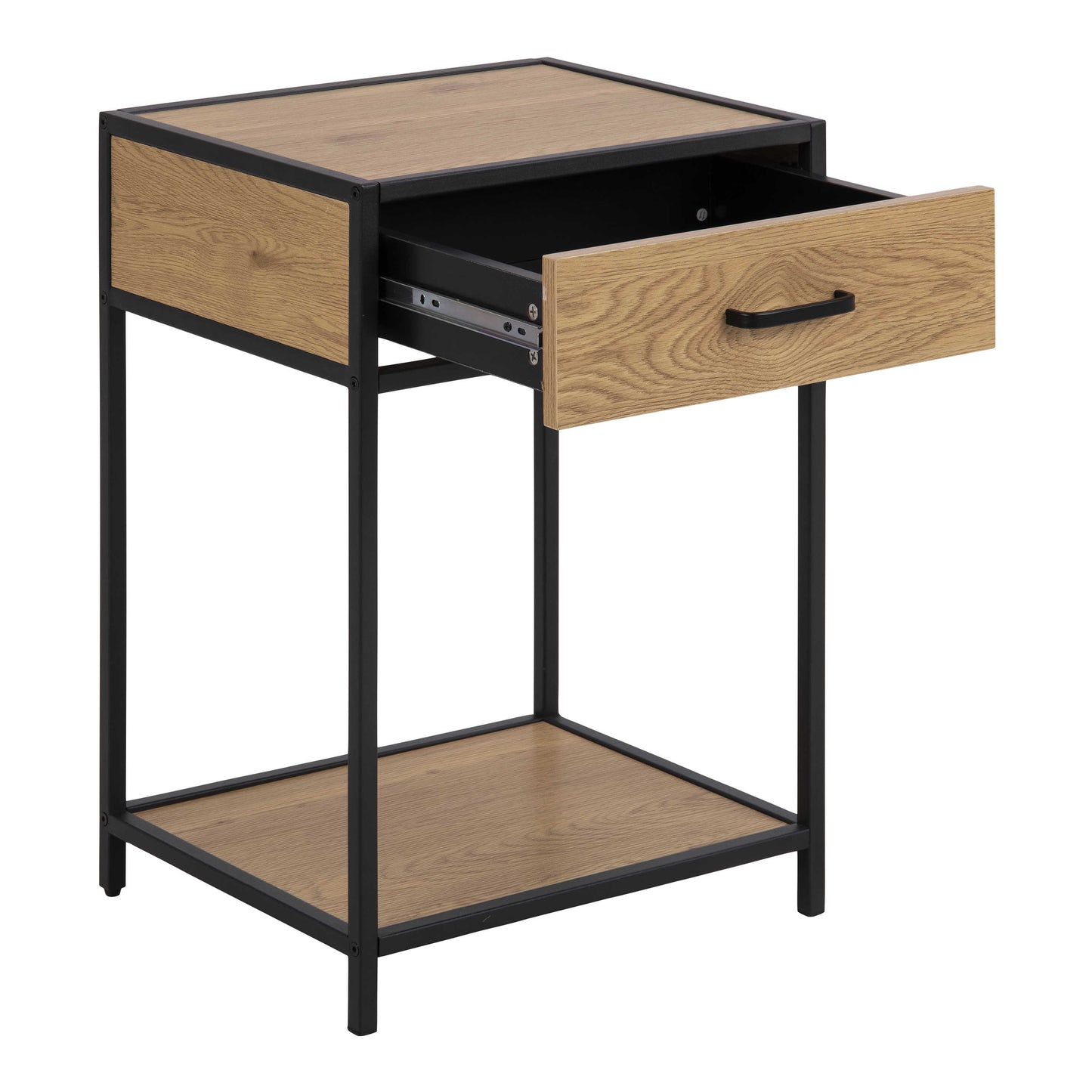 El Paso Black and Wild Oak Bedside Table 1 Drawer