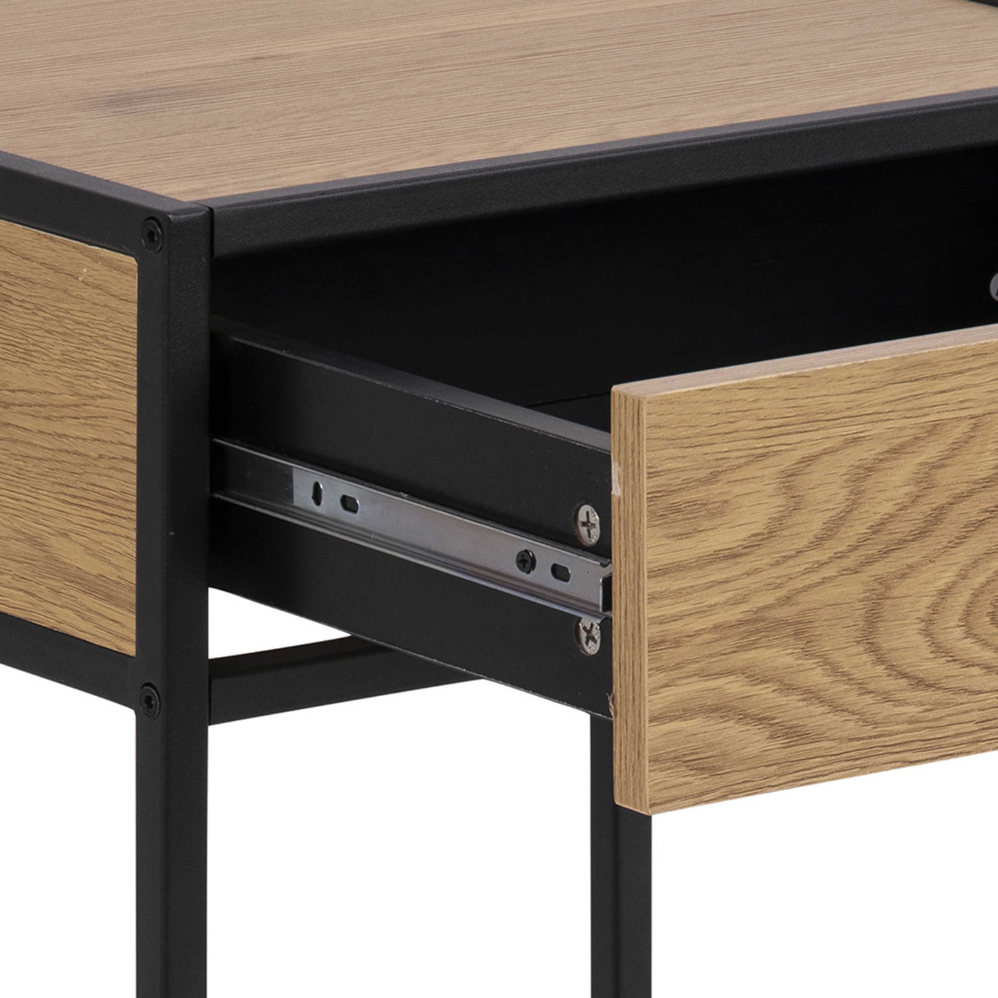El Paso Black and Wild Oak Bedside Table 1 Drawer