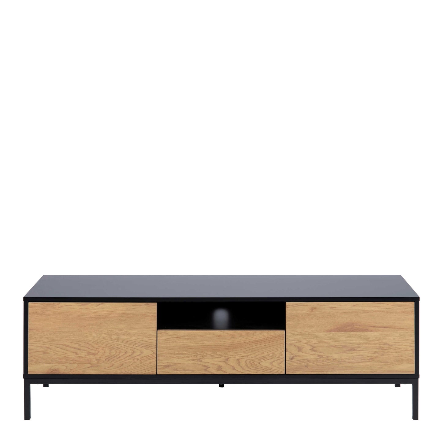 El Paso Black and Wild Oak Veneer TV Unit 2 Doors 1 Drawer