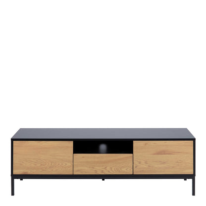 El Paso Black and Wild Oak Veneer TV Unit 2 Doors 1 Drawer