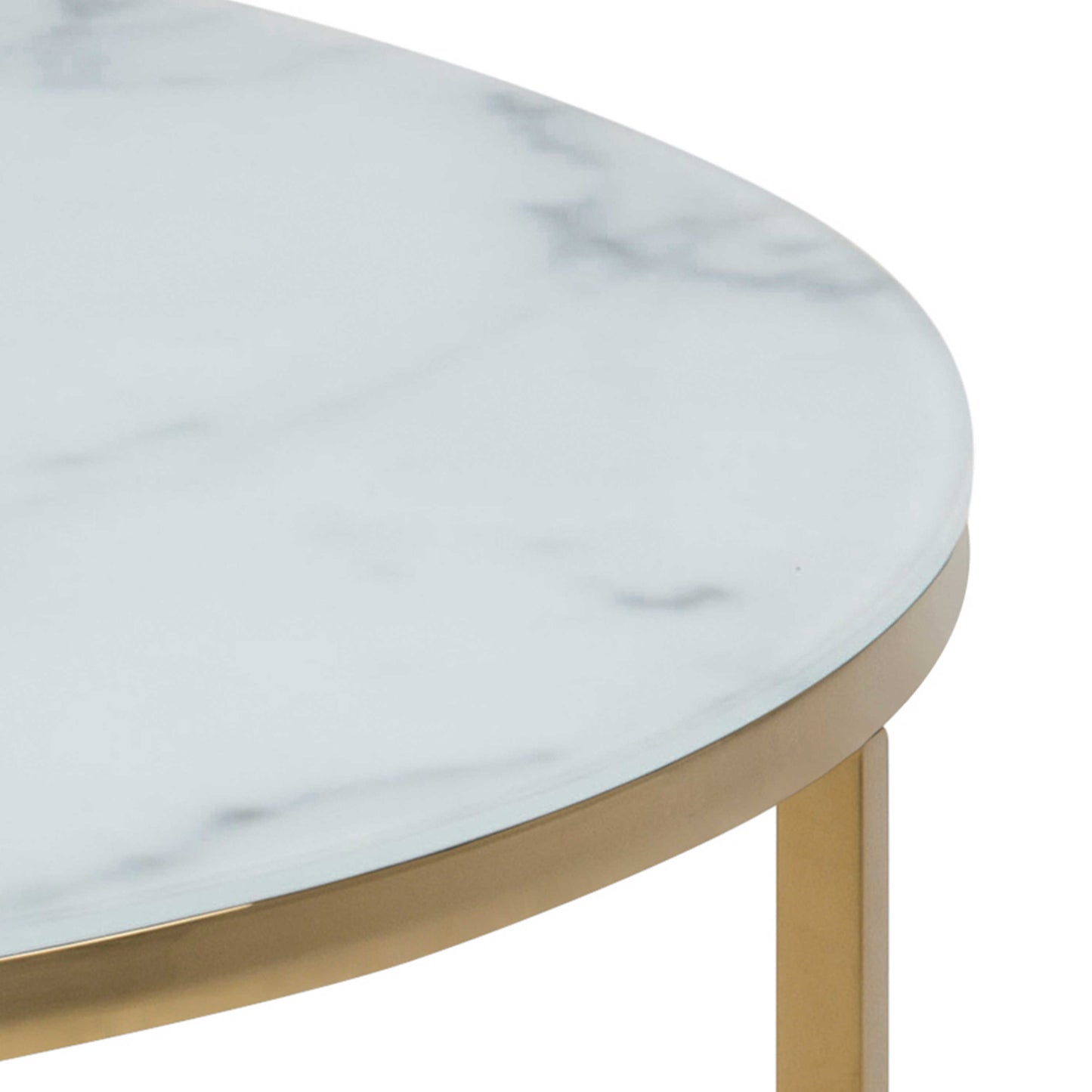Vodskov White Marble Top Round Coffee Table Gold Legs