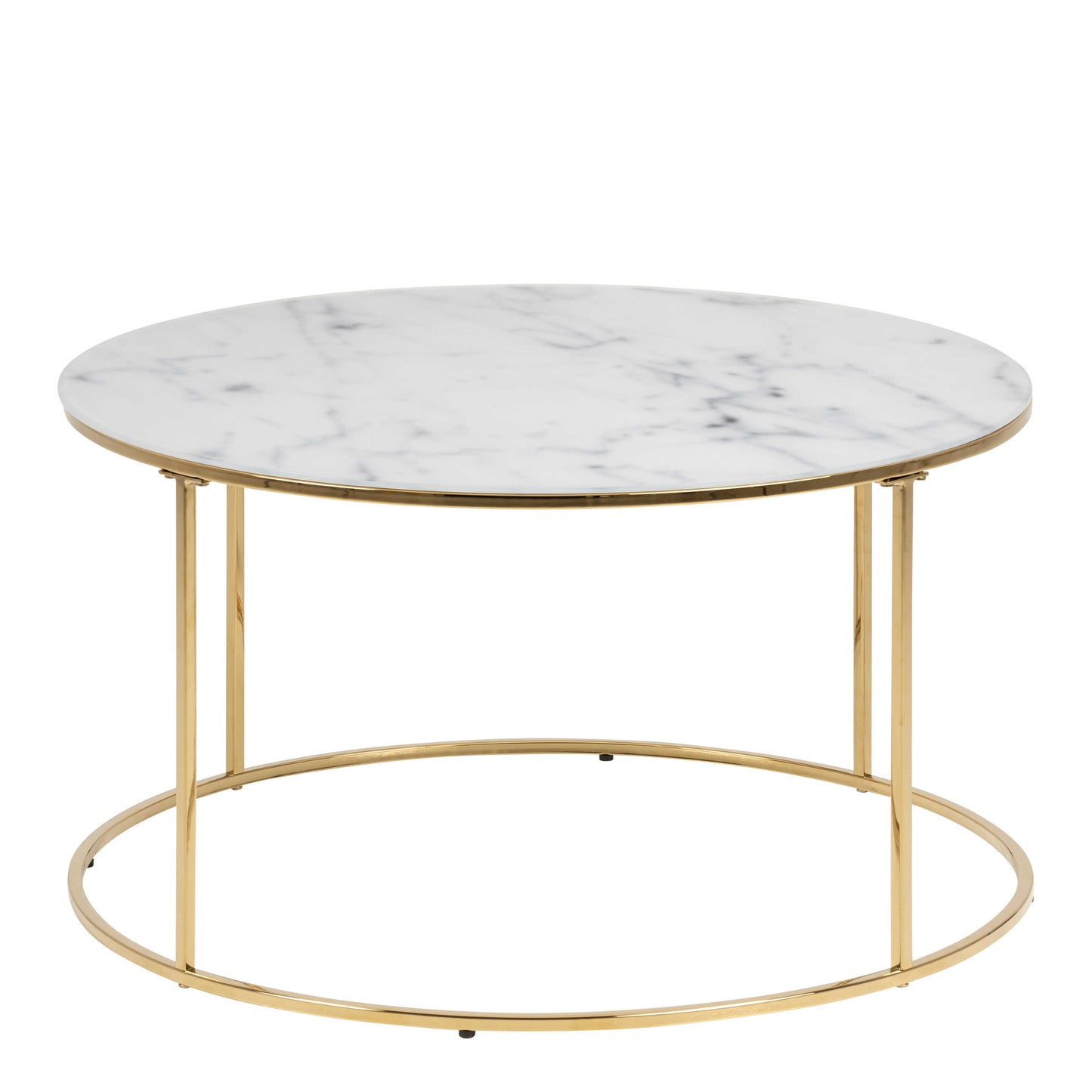 Bramblecroft Round White Marble Coffee Table Gold Base