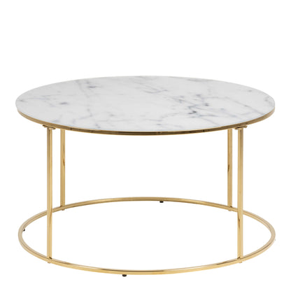 Bramblecroft Round White Marble Coffee Table Gold Base