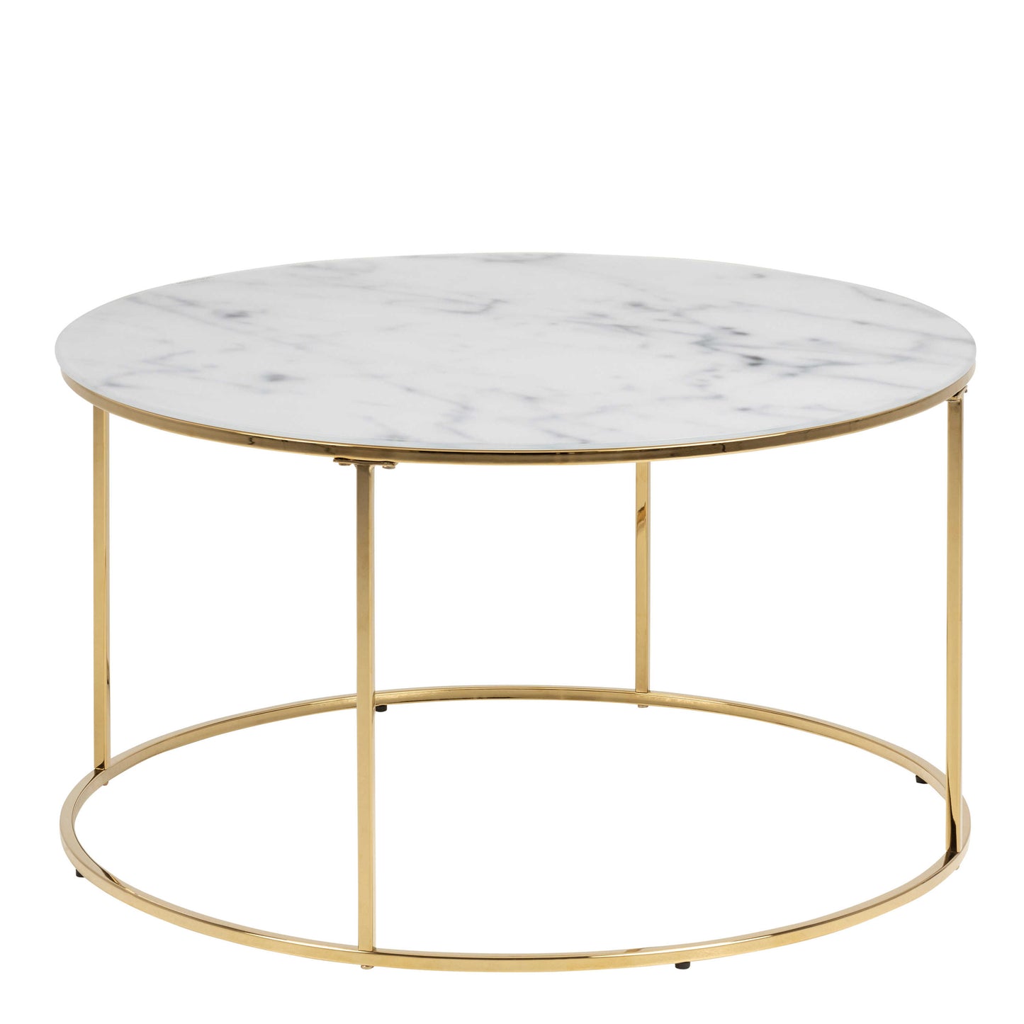 Bramblecroft Round White Marble Coffee Table Gold Base