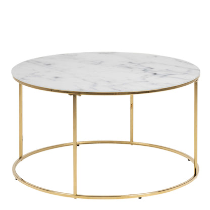 Bramblecroft Round White Marble Coffee Table Gold Base
