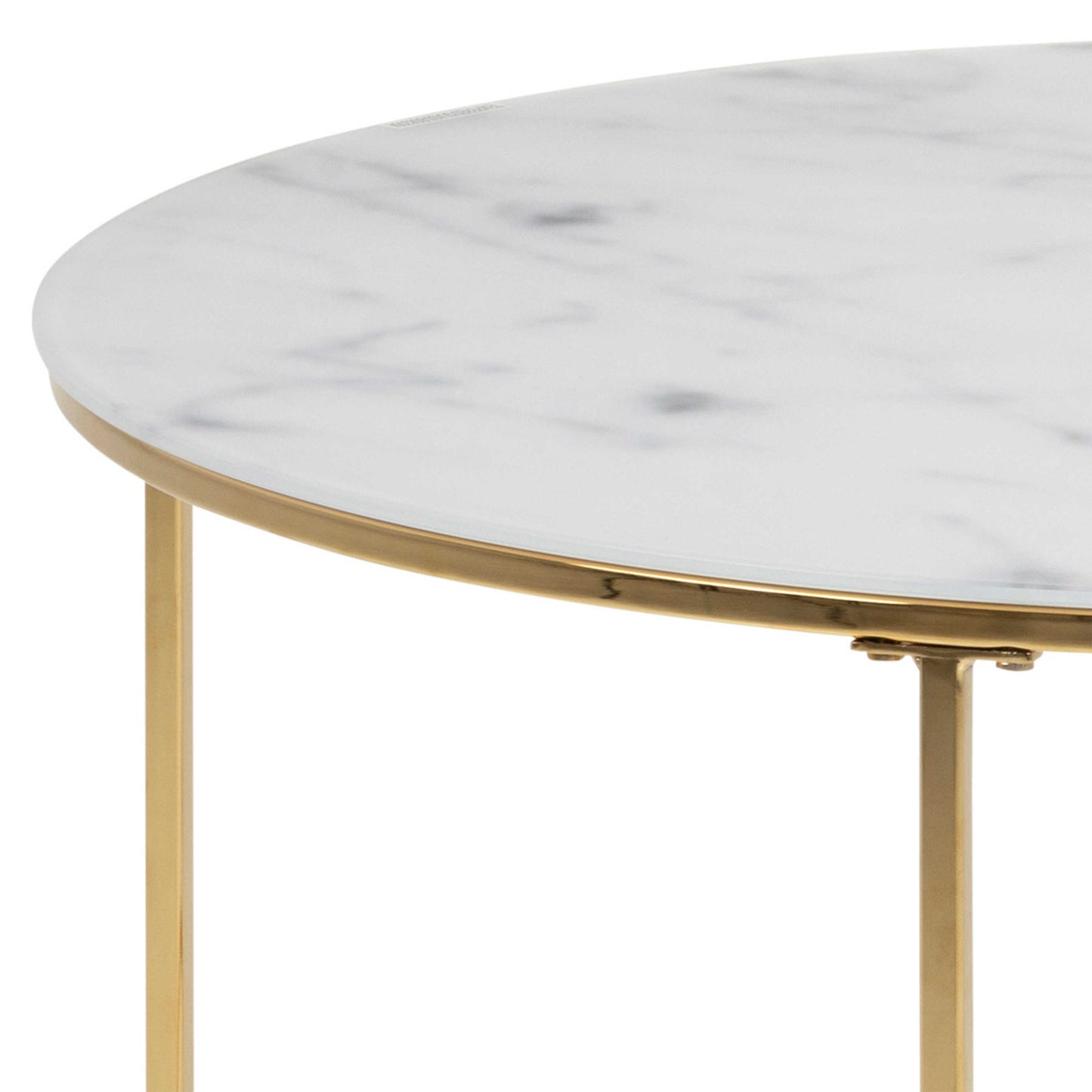 Bramblecroft Round White Marble Coffee Table Gold Base