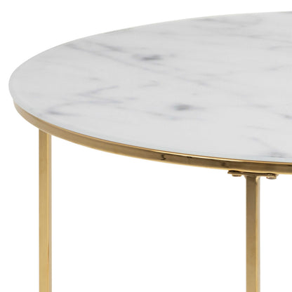 Bramblecroft Round White Marble Coffee Table Gold Base