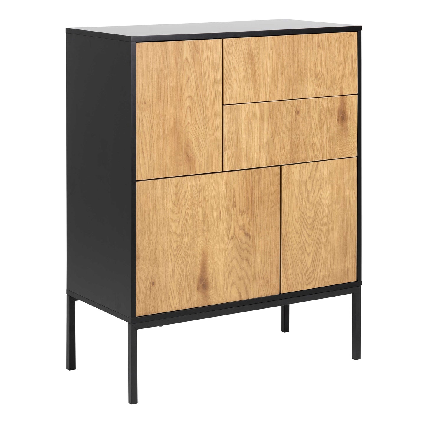 El Paso Black Metal and Wild Oak Veneer 3 Door 2 Drawer Sideboard