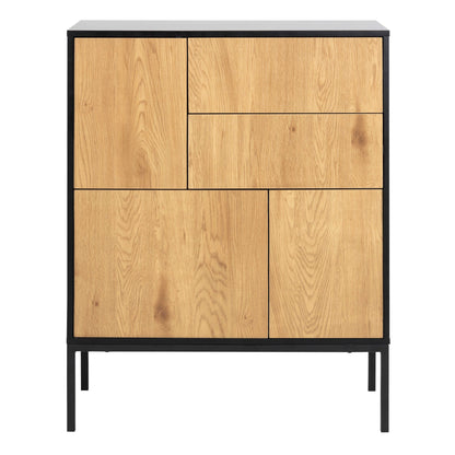 El Paso Black Metal and Wild Oak Veneer 3 Door 2 Drawer Sideboard