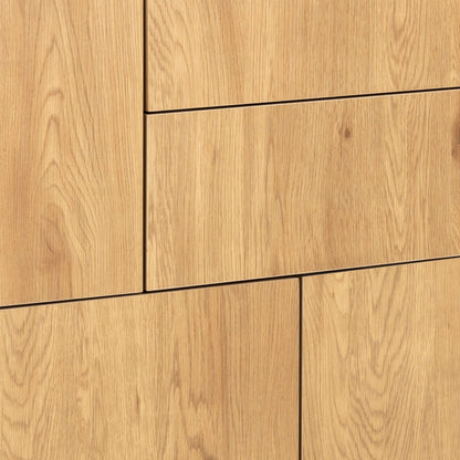 El Paso Black Metal and Wild Oak Veneer 3 Door 2 Drawer Sideboard