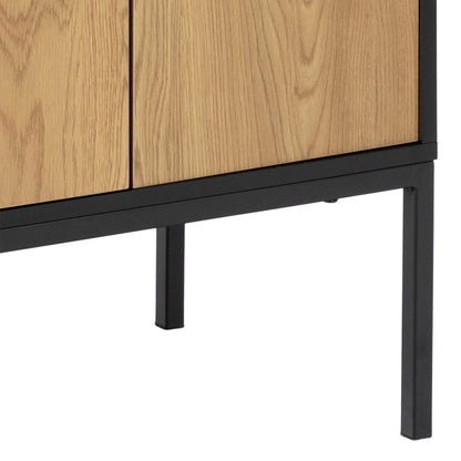 El Paso Black Metal and Wild Oak Veneer 3 Door 2 Drawer Sideboard