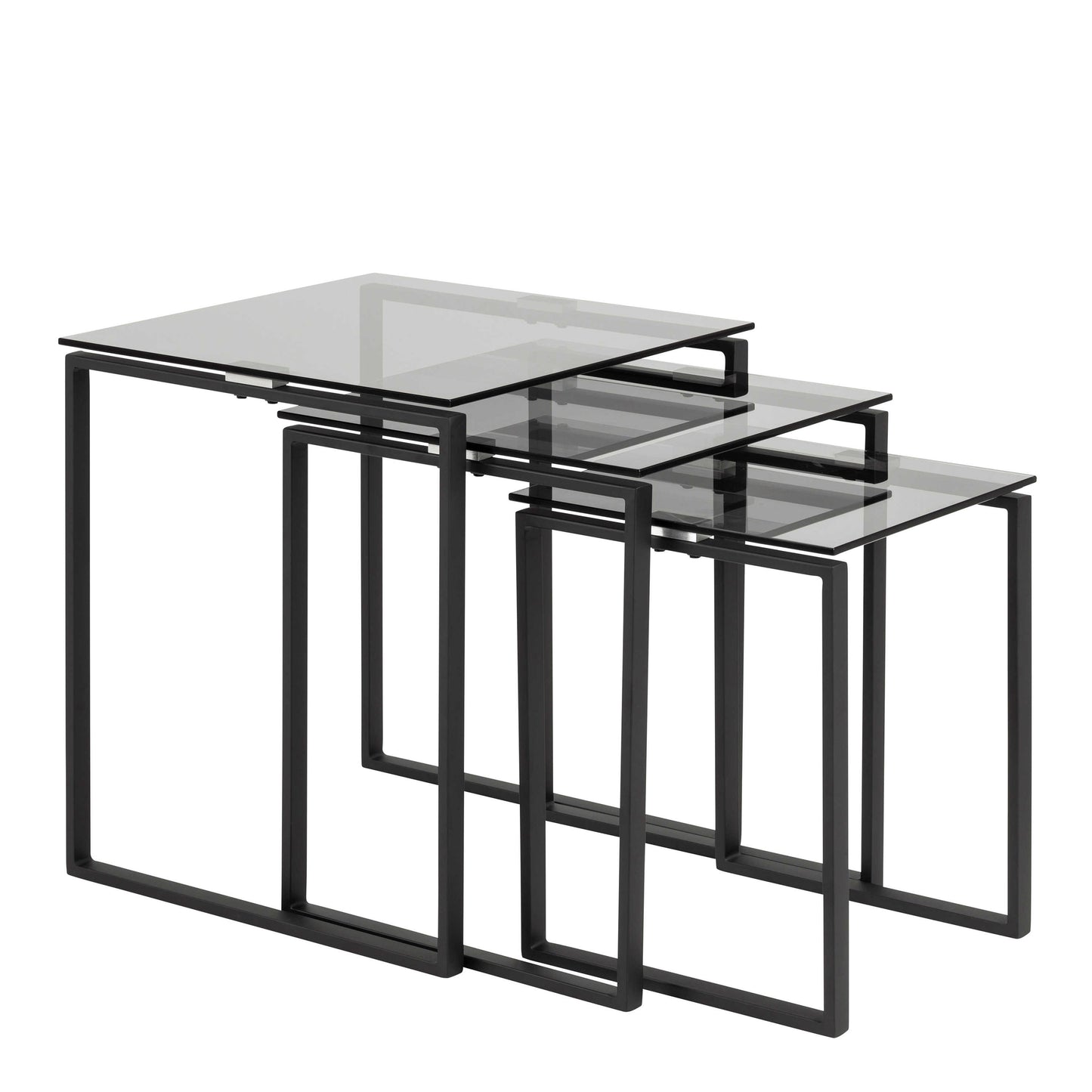 Set of 3 Frederikssund Grey Glass Nesting Coffee Tables