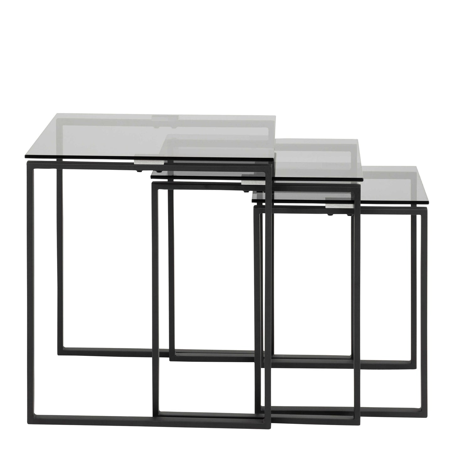 Set of 3 Frederikssund Grey Glass Nesting Coffee Tables