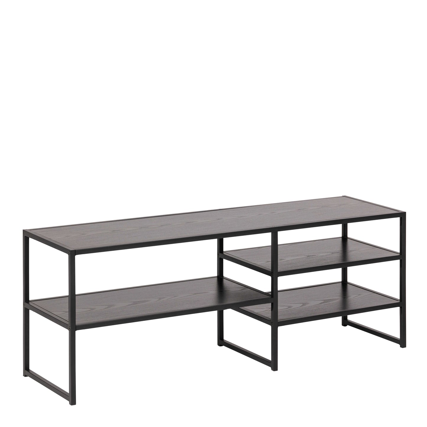 El Paso Black Metal Open TV Unit 3 Black Shelves