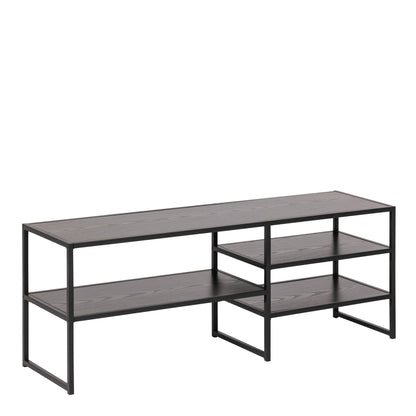 El Paso Black Metal Open TV Unit 3 Black Shelves