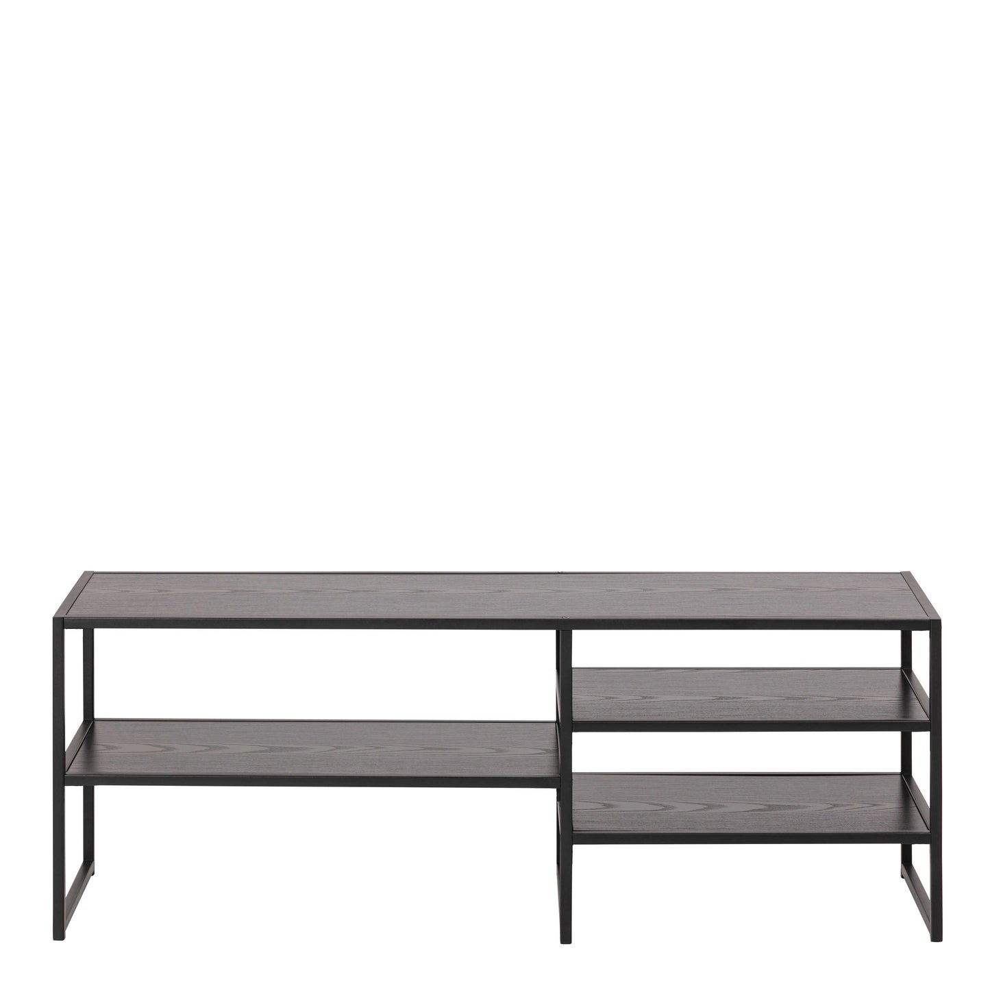 El Paso Black Metal Open TV Unit 3 Black Shelves