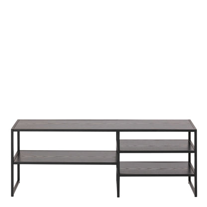 El Paso Black Metal Open TV Unit 3 Black Shelves