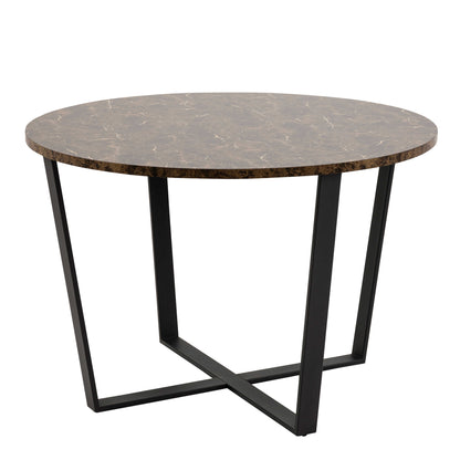 Stovring Brown Marble Effect Round Round Dining Table Black Legs