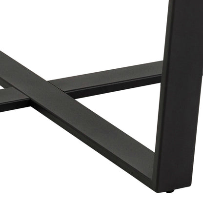 Stovring Brown Marble Effect Round Round Dining Table Black Legs