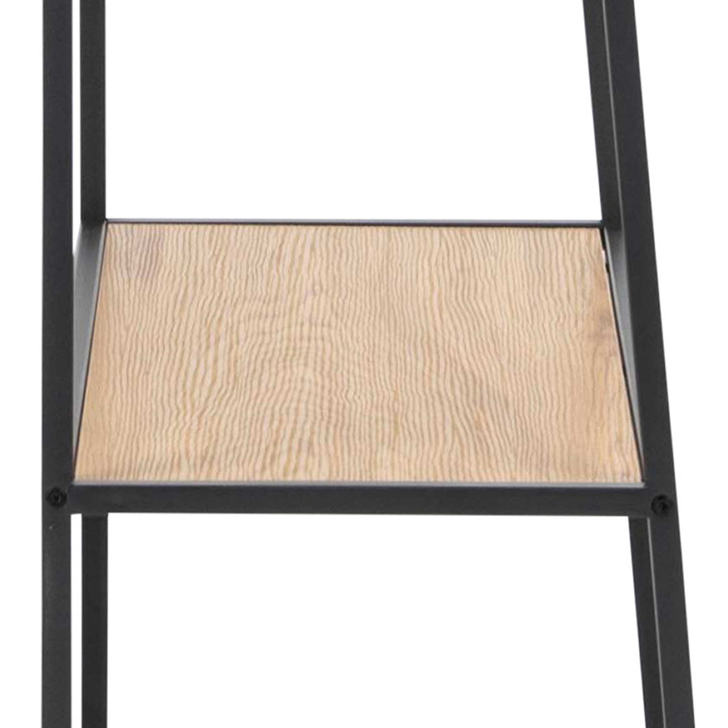 El Paso Black Metal Ladder Bookcase 5 Oak Veneer Shelves