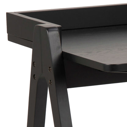 Fukuoka Black Rubber Wood Compact Office Desk