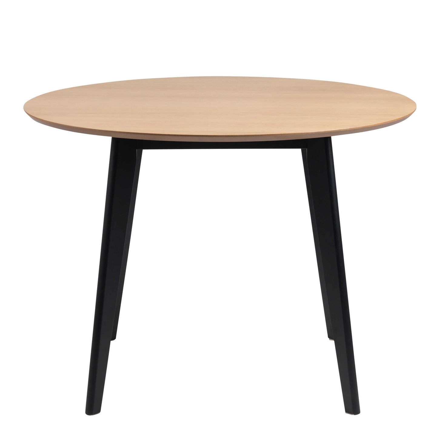Saffron Round Black and Natural Oak Veneer Dining Table